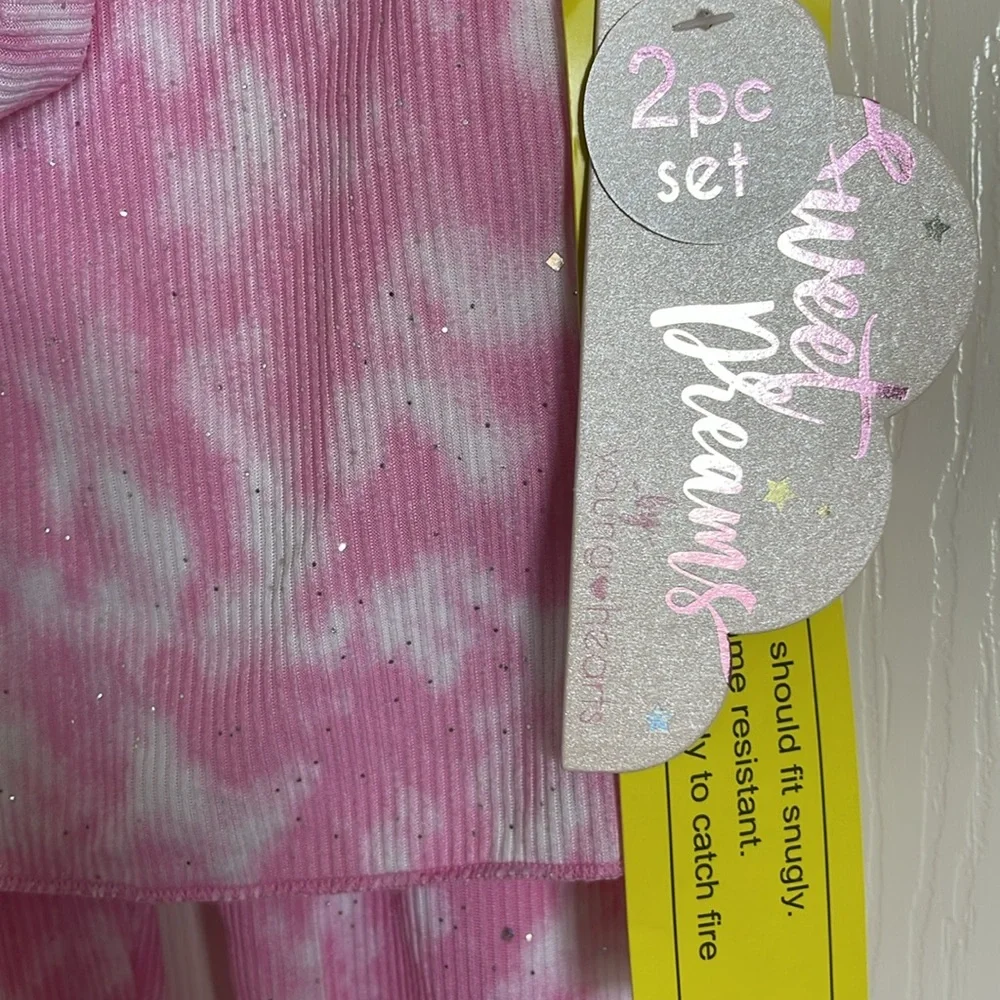 NEW! Pink and White Tie Dye Two Piece Top/Pants Set with Headband Size 24 months
